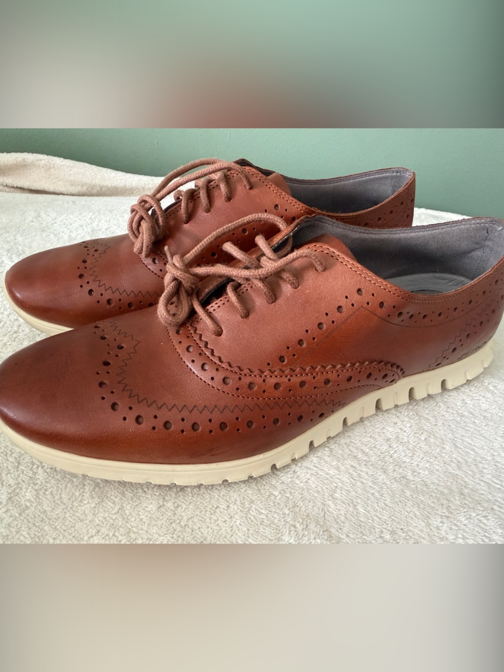 Cole Haan WOMENS Brown Leather Wingtip Loafers